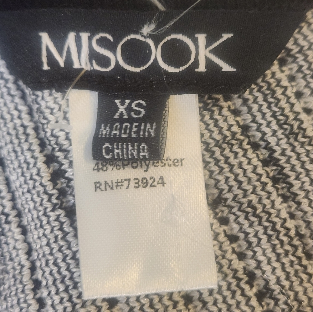 Misook Black White Cold Shoulder Knit Midi Dress XS (8178) - Picture 8 of 12